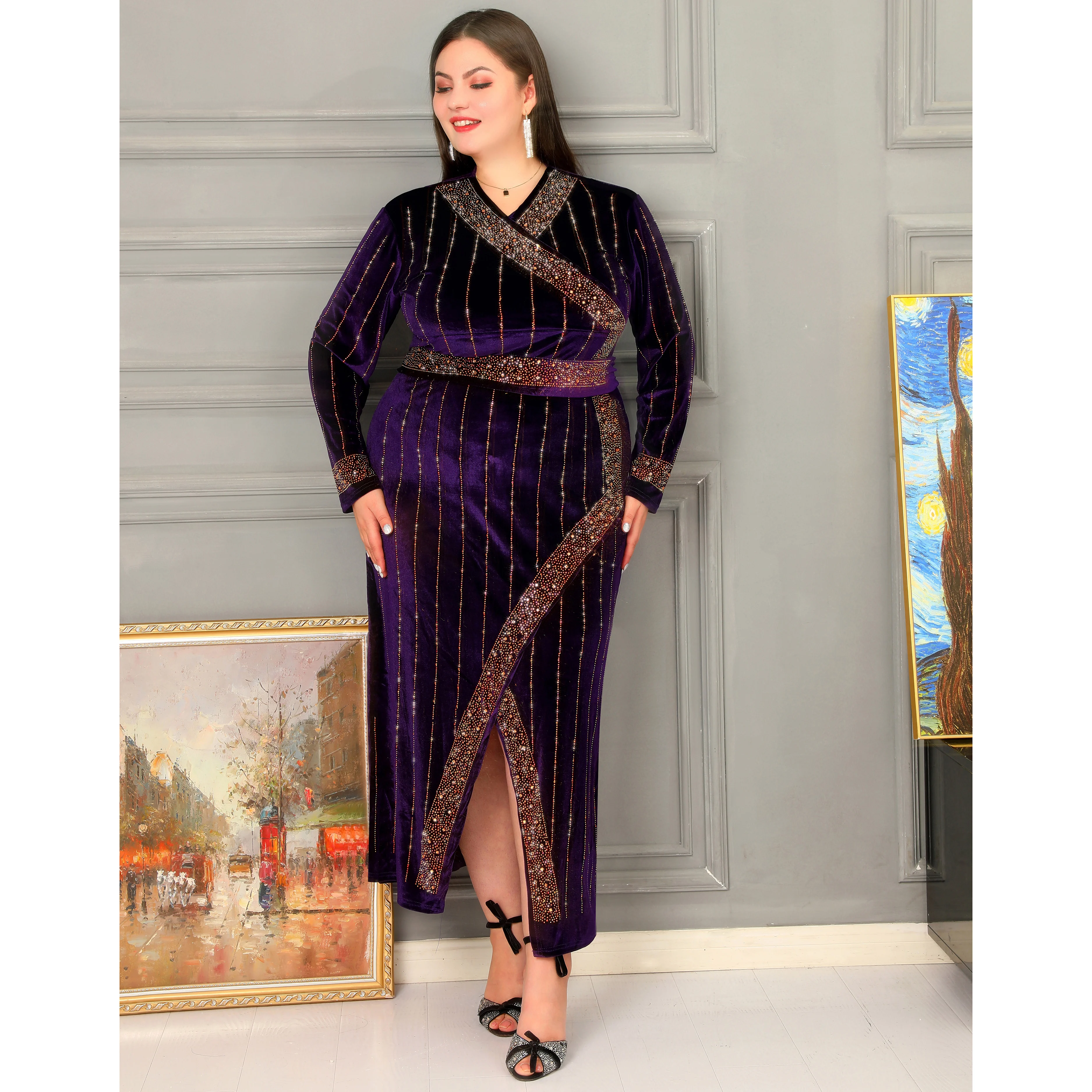 Corset African dresses for women Muslim Purple Velvet Vintage Sparkly Plus size Dress vestidos de mujer casual Evening dresses
Corset African dresses for women Muslim Purple Velvet Vintage Sparkly Plus size Dress vestidos de mujer casual Evening dresses