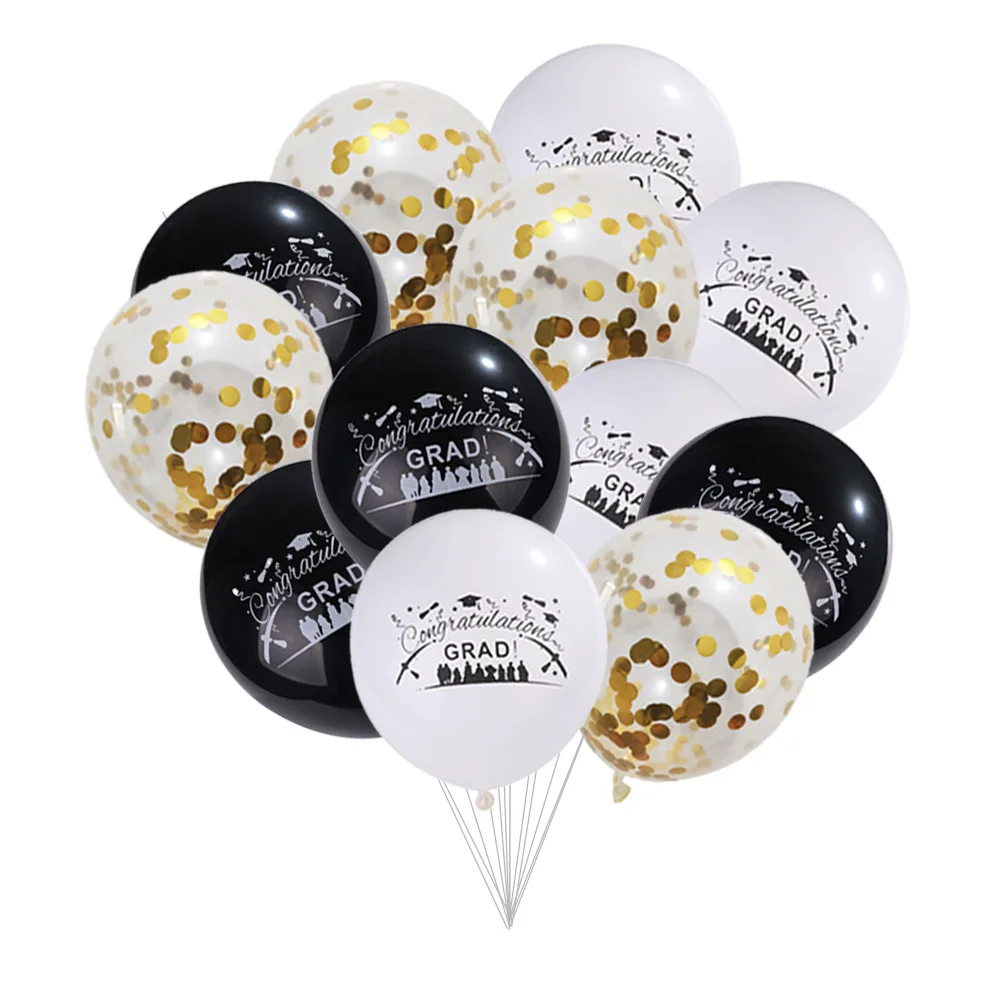 12 Inch Season Themed Balloon Set with White, Black and Gold with Confetti Background Wall Decoration Graduation
12 Inch Season Themed Balloon Set with White, Black and Gold with Confetti Background Wall Decoration Graduation