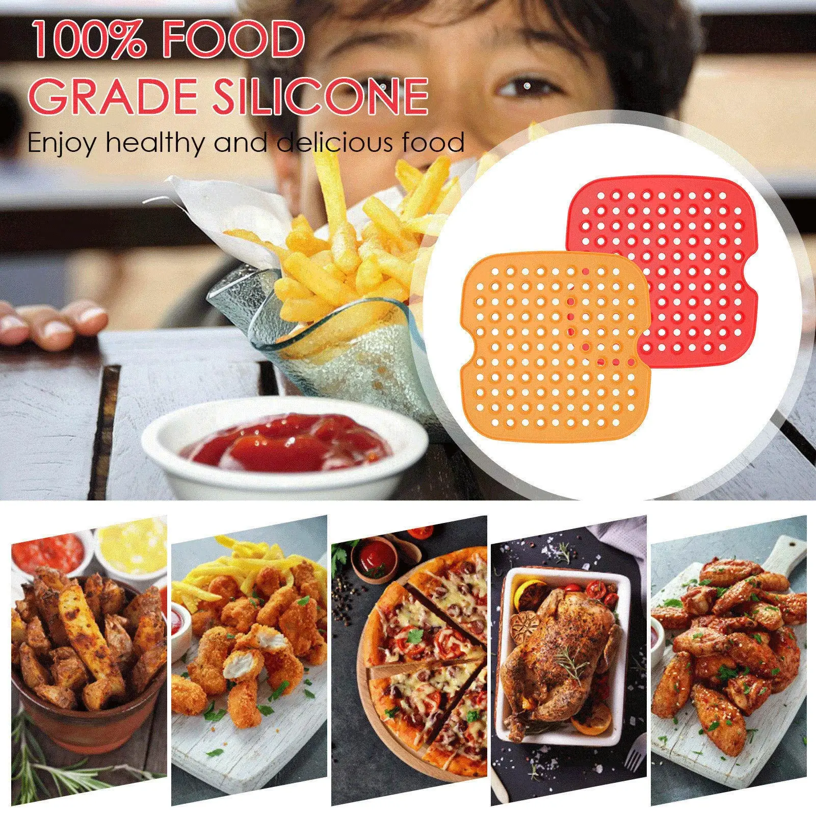 2PC Fried pad square shape Heat resistant Reusable food-grade silicone fryer mat non-stick 7.5/8.5 inch air fryer liner Mats
2PC Fried pad square shape Heat resistant Reusable food-grade silicone fryer mat non-stick 7.5/8.5 inch air fryer liner Mats