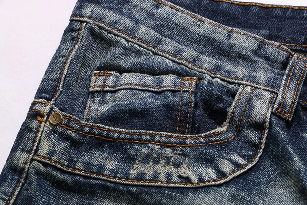 New Men's male vintage patchwork washed denim jeans Casual pocket spliced buttons fly slim straight denim pants Long trousers
New Men's male vintage patchwork washed denim jeans Casual pocket spliced buttons fly slim straight denim pants Long trousers