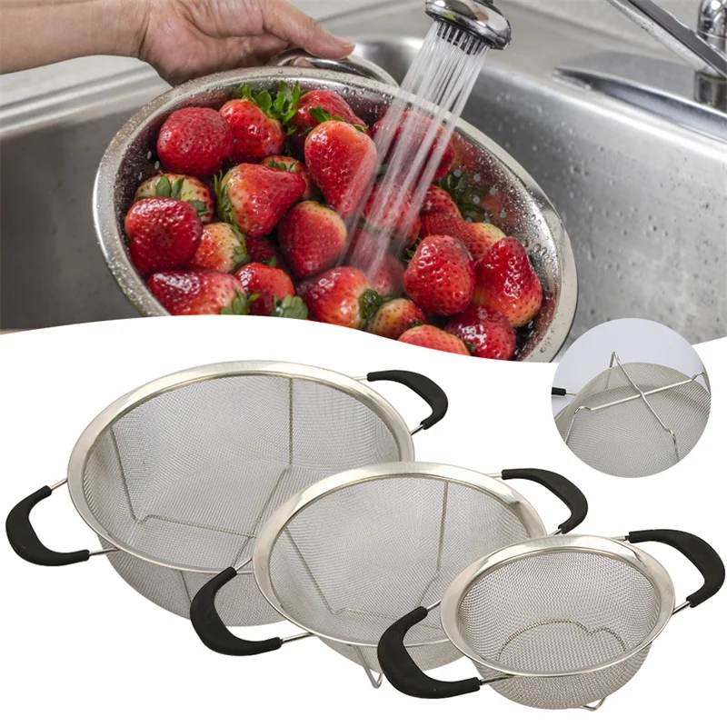 Stainless Steel Drain Basket Rubber Grip Handles Oval Colander Sink Vegetables Draining Rack Home Storage Basket
Stainless Steel Drain Basket Rubber Grip Handles Oval Colander Sink Vegetables Draining Rack Home Storage Basket