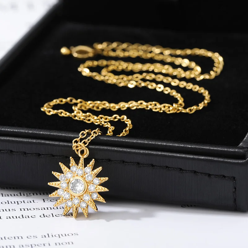Simple Sun Flower Crystal Pendant Necklace For Women Stainless Steel Hollow Out Round Sweater Chain CZ Zircon Pendants Necklaces
Simple Sun Flower Crystal Pendant Necklace For Women Stainless Steel Hollow Out Round Sweater Chain CZ Zircon Pendants Necklaces