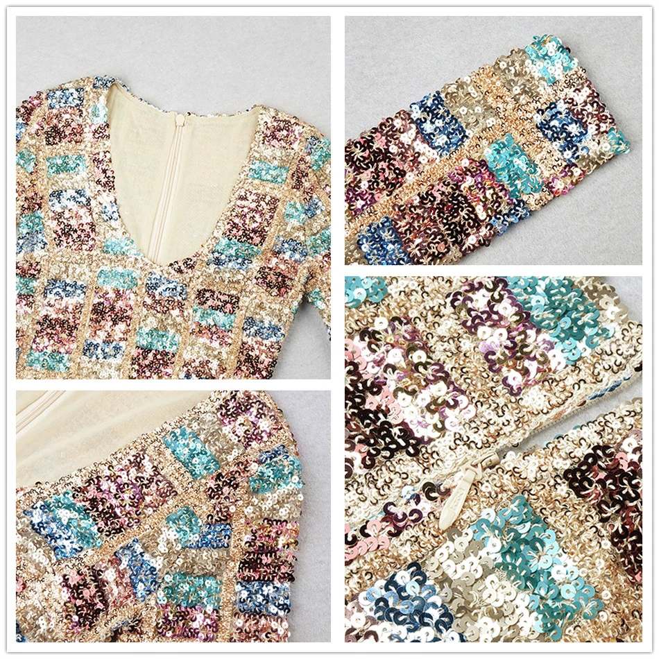 High Quality Women's Spring 2021 Sexy V-neck Long Sleeve Color Sequin Dress Bodycon Celebrity Club Evening Party Dress Vestidos
High Quality Women's Spring 2021 Sexy V-neck Long Sleeve Color Sequin Dress Bodycon Celebrity Club Evening Party Dress Vestidos