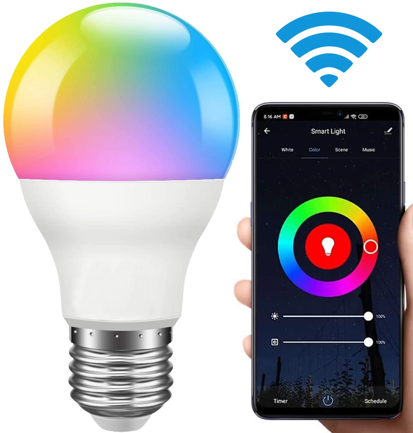 Smart Light Bulbs Works with Alexa Echo Google Home WiFi Dimmable Color Changing LED Lights Bulbs E27 80W Equivalent 1-4 Pack
Smart Light Bulbs Works with Alexa Echo Google Home WiFi Dimmable Color Changing LED Lights Bulbs E27 80W Equivalent 1-4 Pack