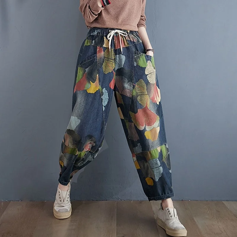 SHZQ Women High Waist Jeans New Arrival Autumn Streetwear Vintage Floral Print Loose Female Casual Denim Harem Pants S1845
SHZQ Women High Waist Jeans New Arrival Autumn Streetwear Vintage Floral Print Loose Female Casual Denim Harem Pants S1845