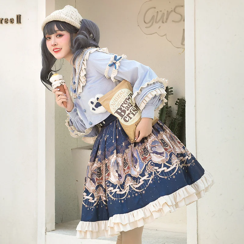 

Cherry Love Lolita Skirt Explore Star SK Court Style Autumn And Winter Cape