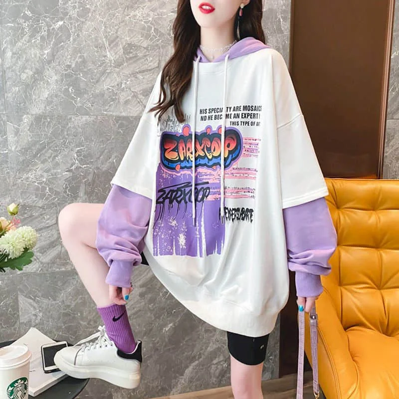 Korean version of loose fake two-piece sweatshirt women hooded 2021 autumn new mid-length student all-match jacket jacket trend
Korean version of loose fake two-piece sweatshirt women hooded 2021 autumn new mid-length student all-match jacket jacket trend
