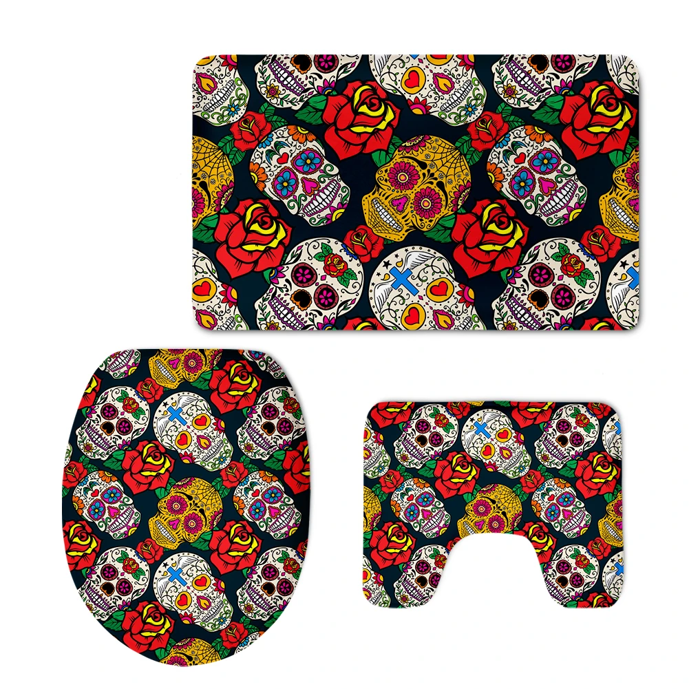 3pcs /Set Bathroom Overcoat Toilet Case Sugar Skull Printed WC Non-Slip Mat Bath Rugs Bathroom Accessories Home Textile Carpet
3pcs /Set Bathroom Overcoat Toilet Case Sugar Skull Printed WC Non-Slip Mat Bath Rugs Bathroom Accessories Home Textile Carpet