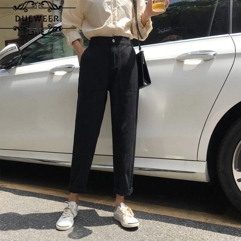 Dueweer Harem Jeans Women Straight Ankle-length Trousers High Waist Large Loose Pocket Casual All-match Trendy Chic Elastic
Dueweer Harem Jeans Women Straight Ankle-length Trousers High Waist Large Loose Pocket Casual All-match Trendy Chic Elastic