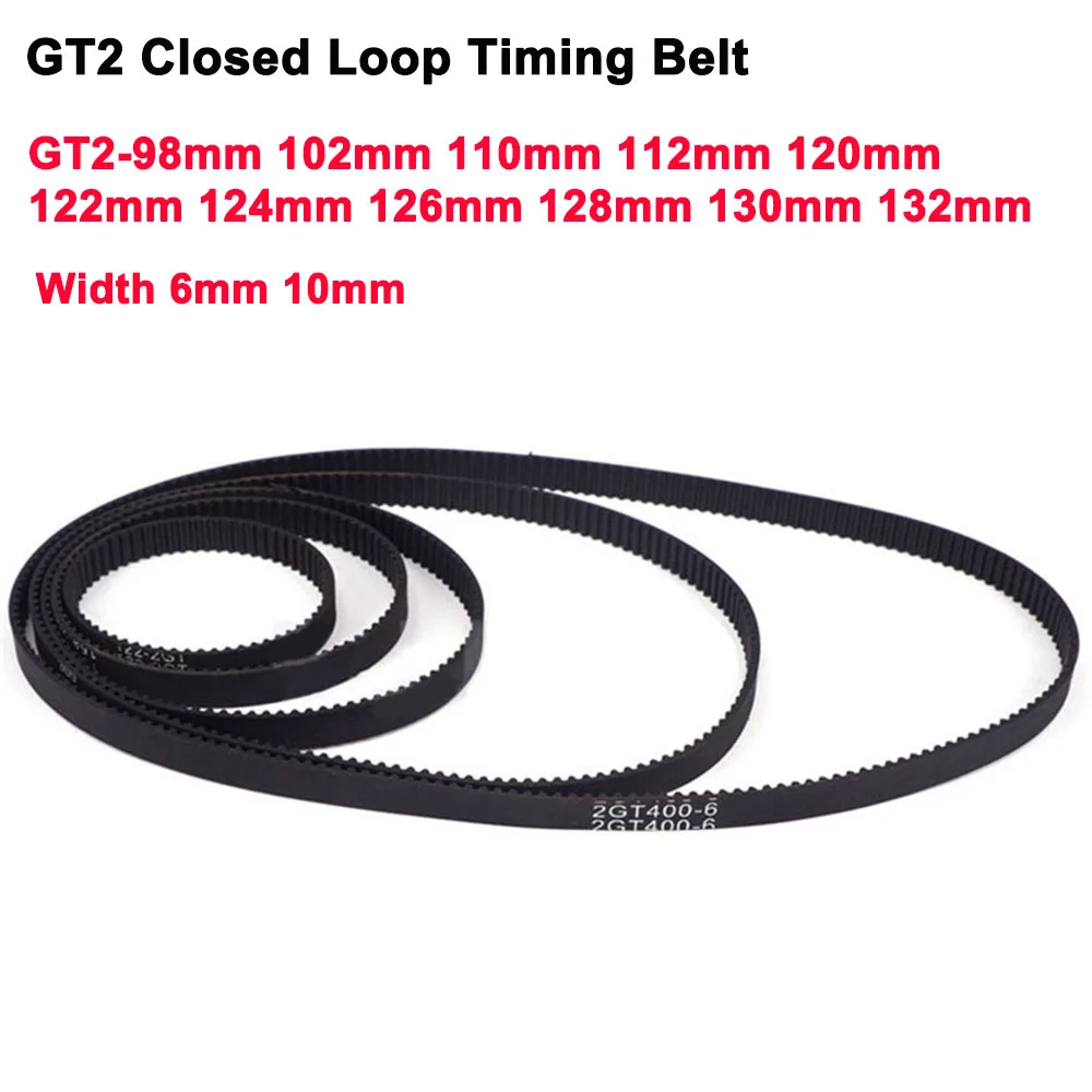 

1Pcs GT2 Closed Loop Timing Belt 49-66Teeth 2GT-98 102 110 112 120 122 124 126 128mm Width 6/10mm 3D Printer Accessories Rubber