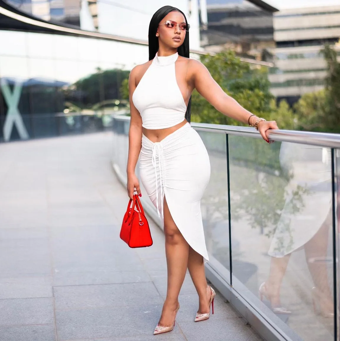 Summer Two Piece Set Women Fashion Sexy Nightclub Halter Vest Irregular Drawstring Skirt Suit Women Sexy Two Piece Suit
Summer Two Piece Set Women Fashion Sexy Nightclub Halter Vest Irregular Drawstring Skirt Suit Women Sexy Two Piece Suit