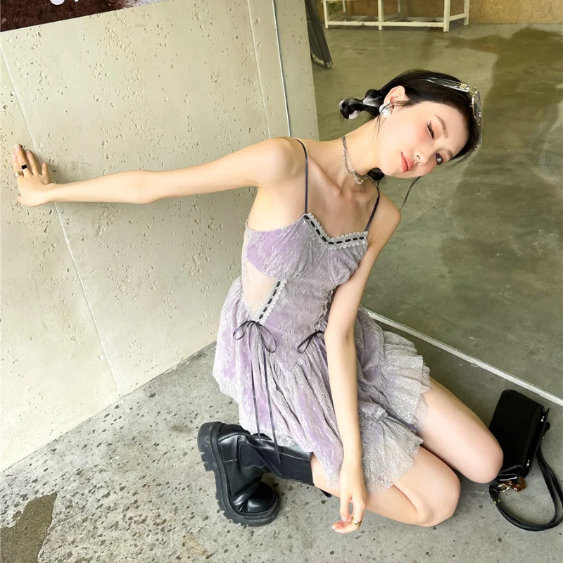 Kimotimo Lace Patchwork Spaghetti Strap Dress Women 2021 New Sweet Belt Transparent Waist Elegant Mini Dress Ins Summer Designer
Kimotimo Lace Patchwork Spaghetti Strap Dress Women 2021 New Sweet Belt Transparent Waist Elegant Mini Dress Ins Summer Designer