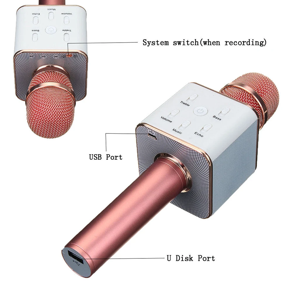 Новый микрофон для караоке Q9 беспроводной Bluetooth-микрофон динамик ручной USB-плеер