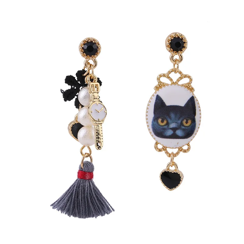 Korean Vintage Asymmetric Dangle Drop Earrings Women Wholesale Cartoon Cat Heart Pearls Tassel Handmade Fashion Jewelry Gift
Korean Vintage Asymmetric Dangle Drop Earrings Women Wholesale Cartoon Cat Heart Pearls Tassel Handmade Fashion Jewelry Gift