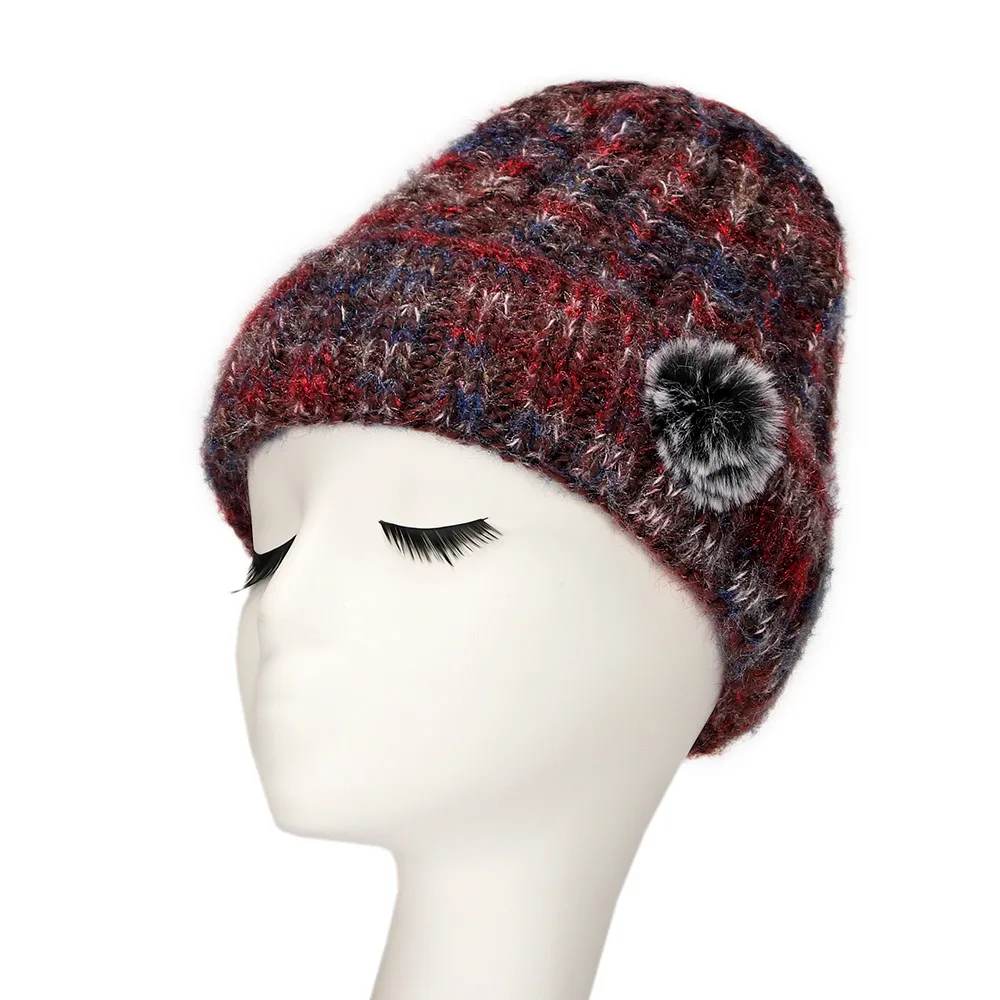 2019 Winter Warm Female Knitted Hat Trendy Casual Double Thickening Soft Beanies Simple Outdoor Hemming Skullies Cap | Аксессуары для
