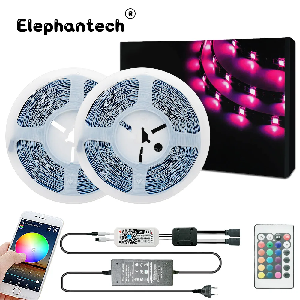 Elephantech LED light strip, 32.8 feet 65.6 feet non-waterproof light belt controlled by WiFi wireless smartphone white PCB 5050
Elephantech LED light strip, 32.8 feet 65.6 feet non-waterproof light belt controlled by WiFi wireless smartphone white PCB 5050