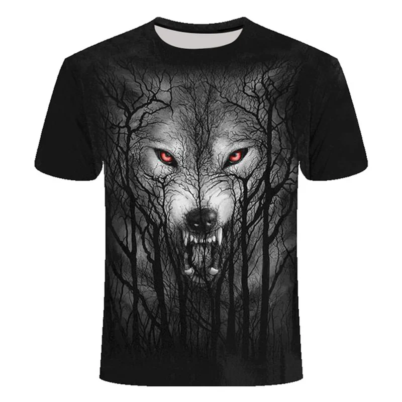 

Men clothes 2021 Newest Harajuku Wolf 3D Print Cool T-shirt Short Sleeve Summer Tops Tees animal Fashion t shirt for men