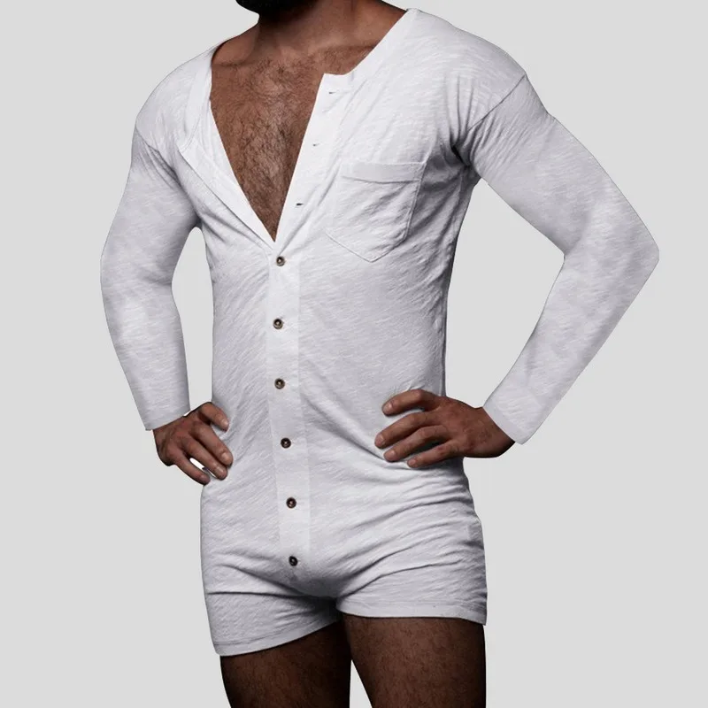 2021 New Men Pajamas Jumpsuit Homewear Solid Color Long Sleeve Comfortable Button Leisure Sleepwear Men Rompers Nightwear S-3XL
2021 New Men Pajamas Jumpsuit Homewear Solid Color Long Sleeve Comfortable Button Leisure Sleepwear Men Rompers Nightwear S-3XL