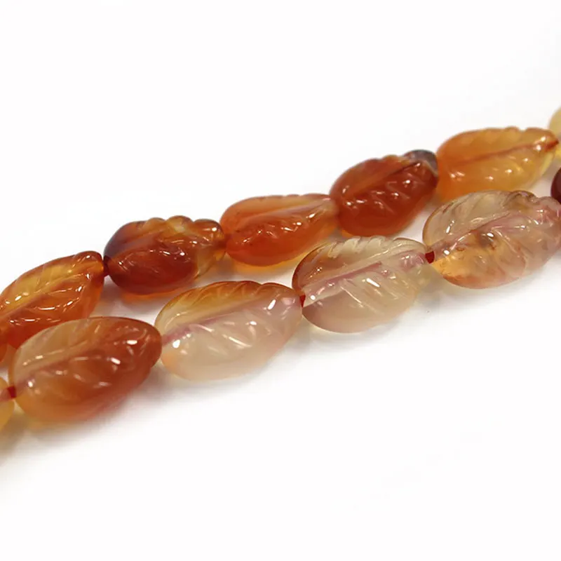 

Natural Carnelian Beads 15‘’ Carved Leaves DIY Agates Stone Loose Beads For Jewelry Making Beads Women Necklace Earring Gift