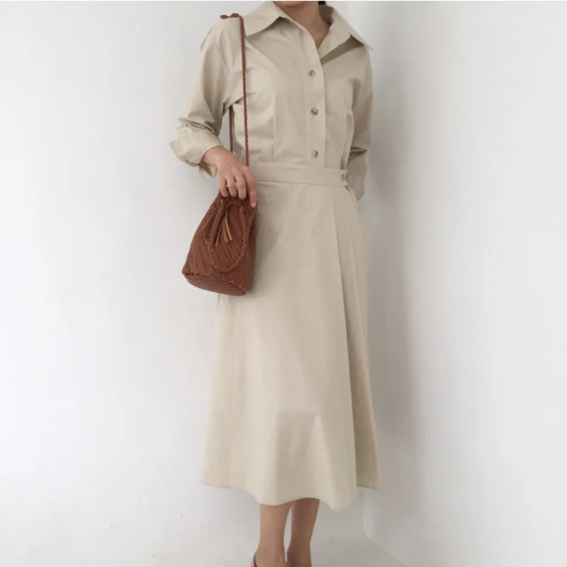 GOOHOJIO 2020 New Long Sleeve Lapel Dress Ladies High Waist Temperament Shirt Dresses for Women Vintage Solid Color Dress Women
GOOHOJIO 2020 New Long Sleeve Lapel Dress Ladies High Waist Temperament Shirt Dresses for Women Vintage Solid Color Dress Women