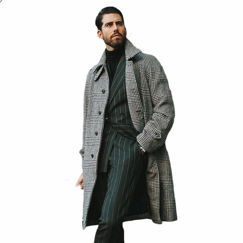 Winter Plaid Streetwear Woolen Overcoat Men's Thick Singal Breasted Loose Warm Long-Length Trench Coat Male Jacket
Winter Plaid Streetwear Woolen Overcoat Men's Thick Singal Breasted Loose Warm Long-Length Trench Coat Male Jacket