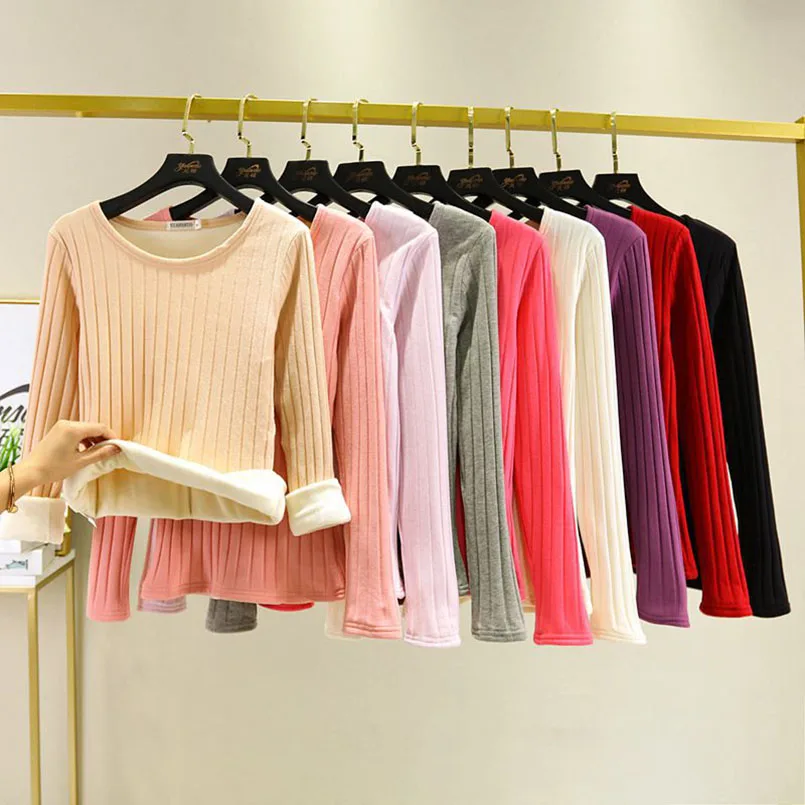 Winter Fleece Women T-Shirt Thick Female Velvet Thermal Underwear Casual Slim-Fit Soft Bottoming Shirt Girl Long Sleeve Top 2023
Winter Fleece Women T-Shirt Thick Female Velvet Thermal Underwear Casual Slim-Fit Soft Bottoming Shirt Girl Long Sleeve Top 2023