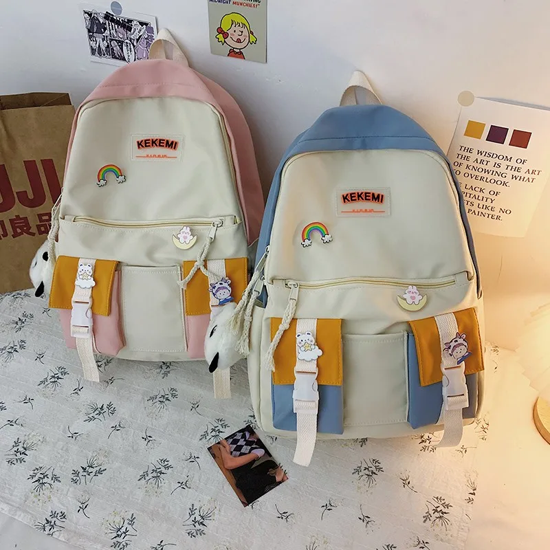 Fashion Women's Backpacks Contrast Color Nylon Waterproof Schoolbag for Girls Large Capacity Backpacks with Many Pockets 
Fashion Women's Backpacks Contrast Color Nylon Waterproof Schoolbag for Girls Large Capacity Backpacks with Many Pockets