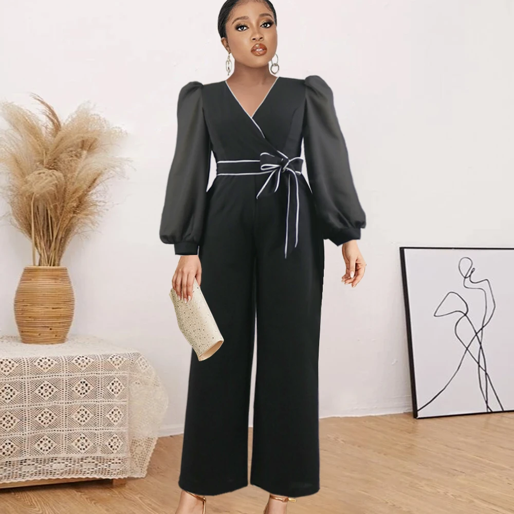 Women Jumpsuits V Neck Long Lantern Sleeve High Waist with Waist Belt Bodysuits Office Evening Party One Piece Outfit Plus Size
Women Jumpsuits V Neck Long Lantern Sleeve High Waist with Waist Belt Bodysuits Office Evening Party One Piece Outfit Plus Size
