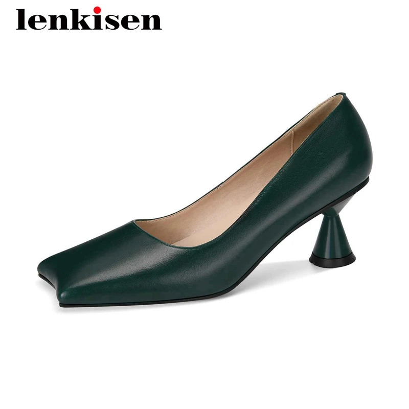 Lenkisen european style natural leather high street fashion square toe high strange heel slip on elegant lady women pumps L08
Lenkisen european style natural leather high street fashion square toe high strange heel slip on elegant lady women pumps L08