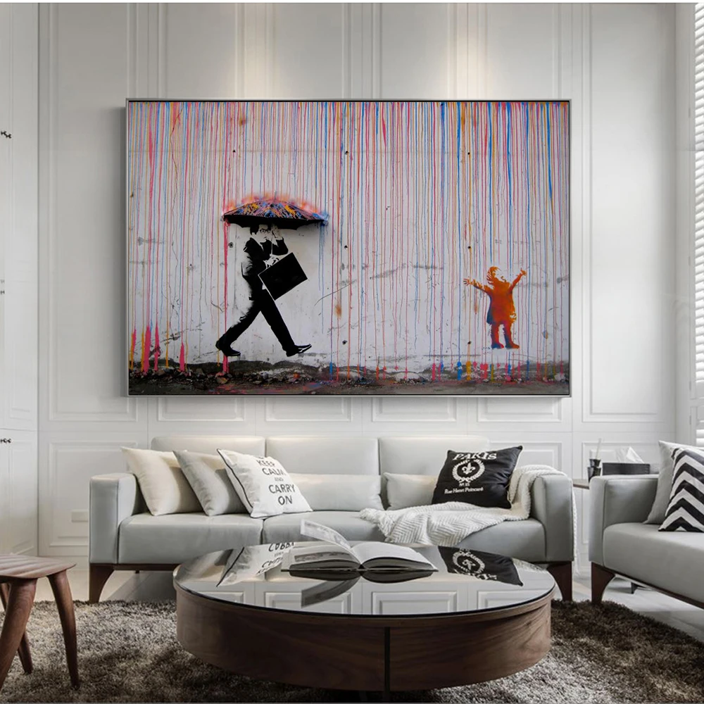Rainbow Rain Street Art Canvas Painting Bansky Art Posters And Prints Wall Picture for Living Room Home Decoration Mural Cuadros
Rainbow Rain Street Art Canvas Painting Bansky Art Posters And Prints Wall Picture for Living Room Home Decoration Mural Cuadros