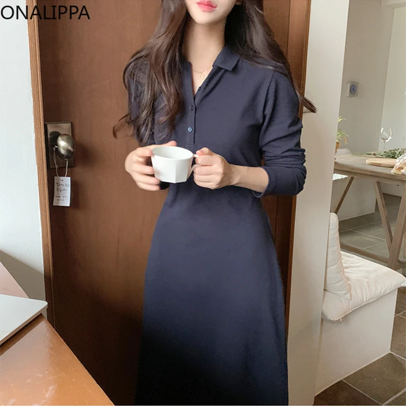 Onalippa Women Long Dress Autumn Elegant Temperament Polo Collar Little Breasted Lace Up Waist Thin Bottomed Shirt Dresses Lady
Onalippa Women Long Dress Autumn Elegant Temperament Polo Collar Little Breasted Lace Up Waist Thin Bottomed Shirt Dresses Lady