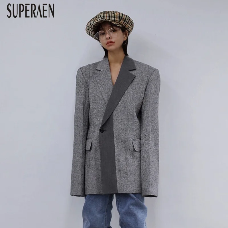 SuperAen, корейский стиль, женский костюм, куртки, осень, новинка 2021, повседневные женские куртки с отворотом, длинный рукав, Блейзер, женская оде...
SuperAen, корейский стиль, женский костюм, куртки, осень, новинка 2021, повседневные женские куртки с отворотом, длинный рукав, Блейзер, женская оде...