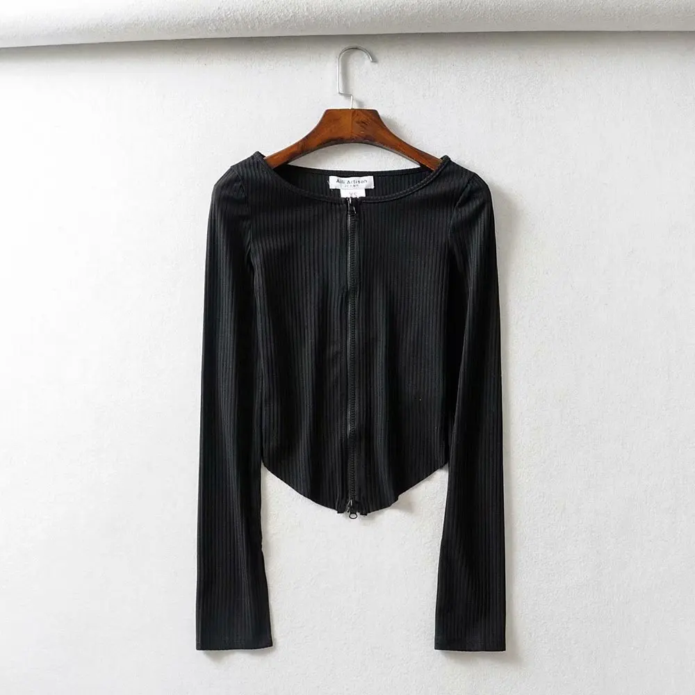 Street versatile double zipper top early autumn 2019 new slim slim design thread T-shirt
Street versatile double zipper top early autumn 2019 new slim slim design thread T-shirt