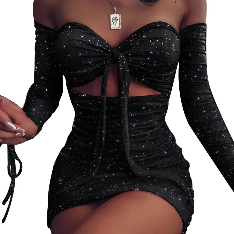 Sexy Solid Colour Long sleeve High waist glitter Off shoulder Mini dress 2021 Spring Fashion Women
Sexy Solid Colour Long sleeve High waist glitter Off shoulder Mini dress 2021 Spring Fashion Women