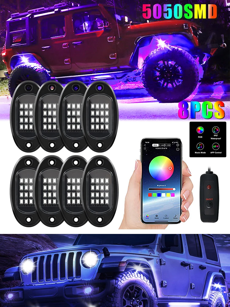 4/6/8 In 1 RGB LED Rock Lights Bluetooth-Compatible APP Control Music Sync Car Chassis Light Undergolw Waterproof Neon Lights
4/6/8 In 1 RGB LED Rock Lights Bluetooth-Compatible APP Control Music Sync Car Chassis Light Undergolw Waterproof Neon Lights