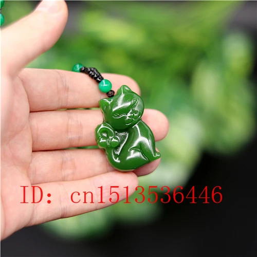 Chinese Green Jade Cat Pendant Necklace Charm Jadeite Jewelry Carved Amulet Fashion Accessories Gifts for Women Men
Chinese Green Jade Cat Pendant Necklace Charm Jadeite Jewelry Carved Amulet Fashion Accessories Gifts for Women Men