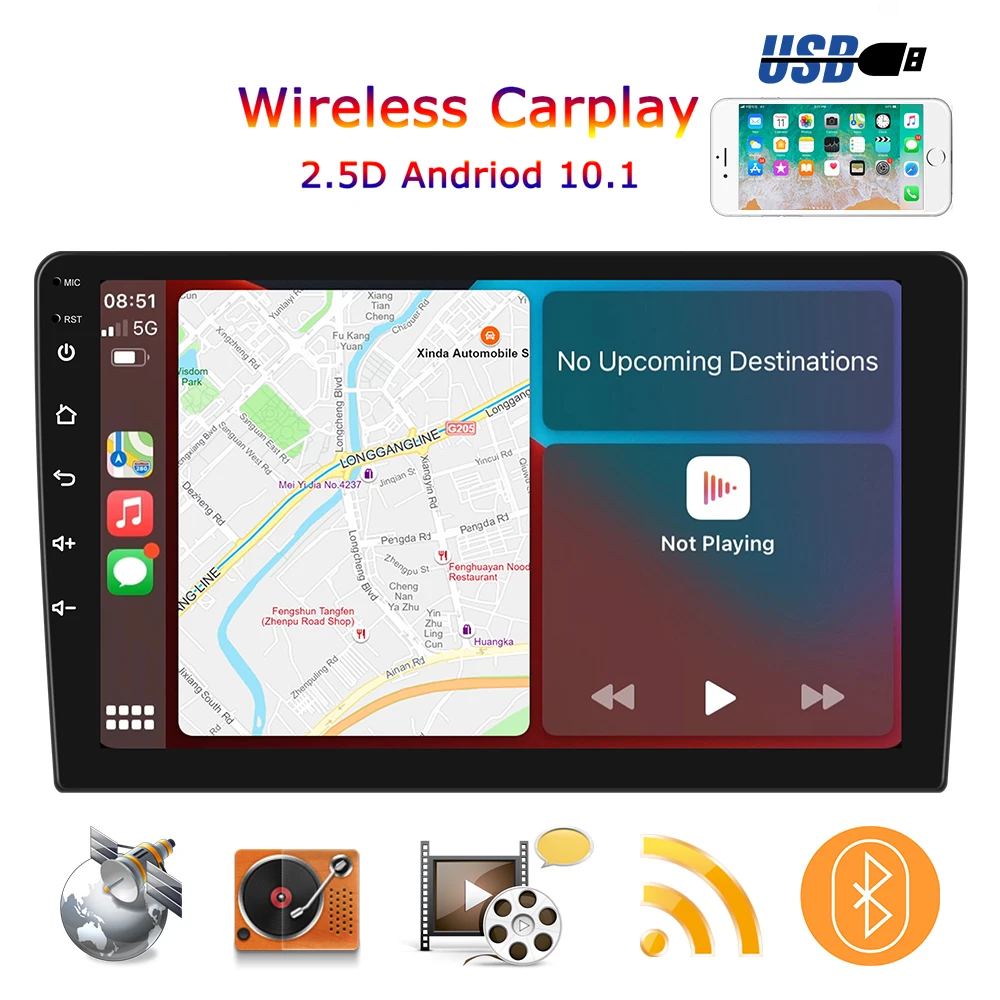 Автомагнитола 2 Din, 10,1 дюйма, Android, мультимедийный видеоплеер с RDS, GPS-навигацией, стерео, Wi-Fi, BT
Автомагнитола 2 Din, 10,1 дюйма, Android, мультимедийный видеоплеер с RDS, GPS-навигацией, стерео, Wi-Fi, BT