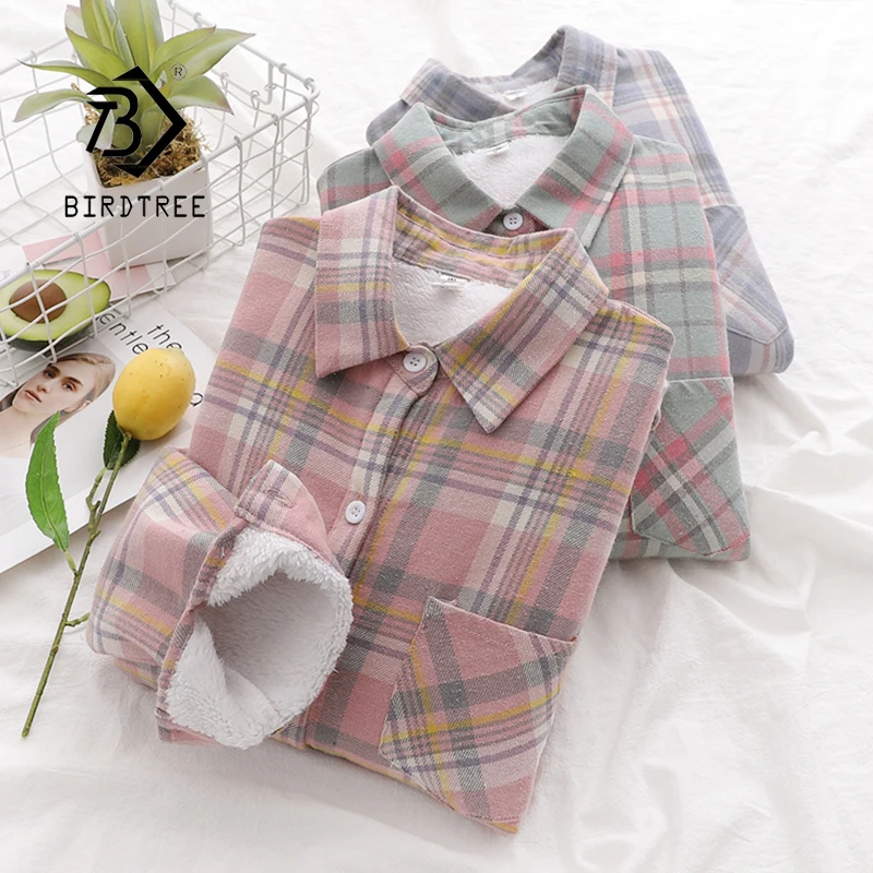 Thicken Velvet Plaid Shirts Women Winter Autumn Pink Keep Warm Blouses and Tops New Casual Loose Female Clothes Outwear C18902X
Thicken Velvet Plaid Shirts Women Winter Autumn Pink Keep Warm Blouses and Tops New Casual Loose Female Clothes Outwear C18902X