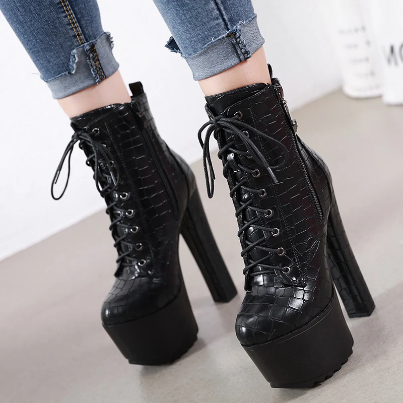 16cm Heeled Designer Boots Women Luxury 2021Punk Style Autumn Winter Boots Ladies Ankle Heels Platform Black Boots
16cm Heeled Designer Boots Women Luxury 2021Punk Style Autumn Winter Boots Ladies Ankle Heels Platform Black Boots
