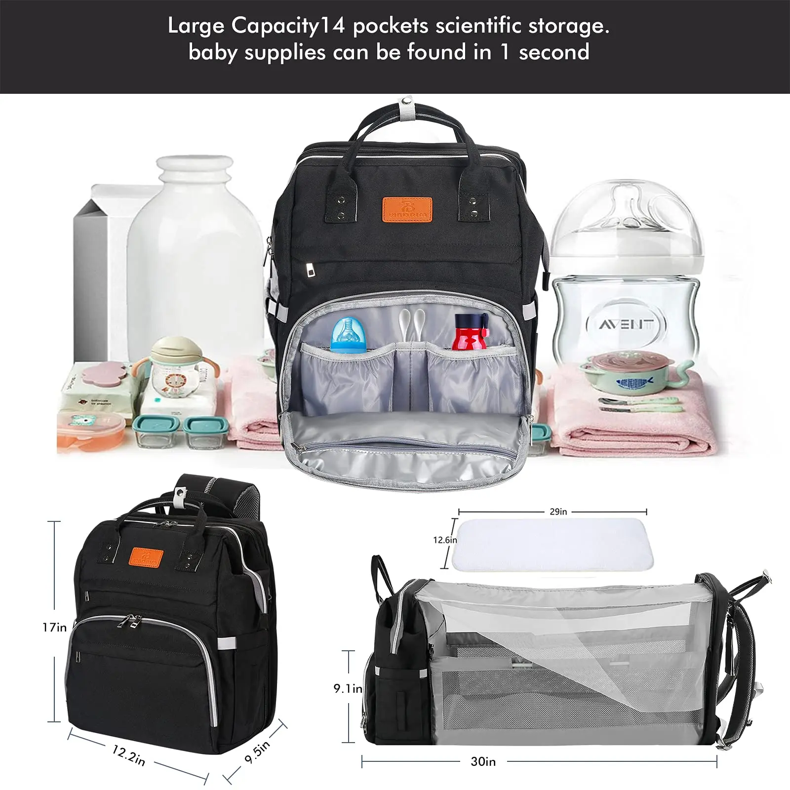 Diaper Bag Backpack with Changing Station Bassinet Foldable Baby Bed Travel Mummy Bag Large Capacity Baby Bags Portable Crib
Diaper Bag Backpack with Changing Station Bassinet Foldable Baby Bed Travel Mummy Bag Large Capacity Baby Bags Portable Crib