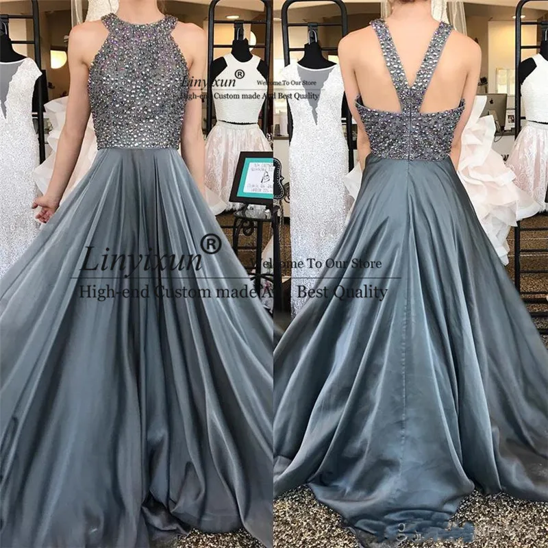 Luxury Grey Chiffon Prom Dres with Sparkly Crystals Rhinestones Zipper Back Floor Length Elegant Long Formal Evening Gowns
Luxury Grey Chiffon Prom Dres with Sparkly Crystals Rhinestones Zipper Back Floor Length Elegant Long Formal Evening Gowns