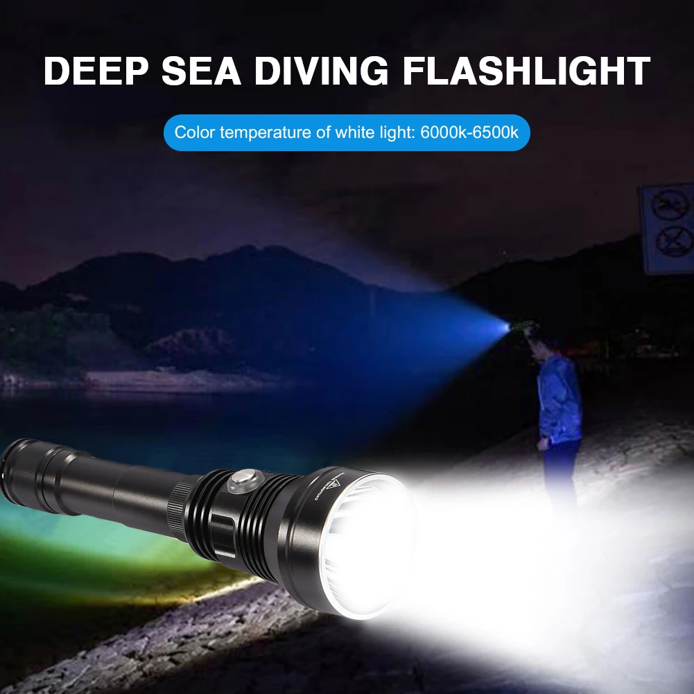 8000lm XHP70.2 LED Diving Flashlight IPX8 Waterproof Super Bright 5 Modes Professional Powered By 26650 Battery Underwater Torch
8000lm XHP70.2 LED Diving Flashlight IPX8 Waterproof Super Bright 5 Modes Professional Powered By 26650 Battery Underwater Torch