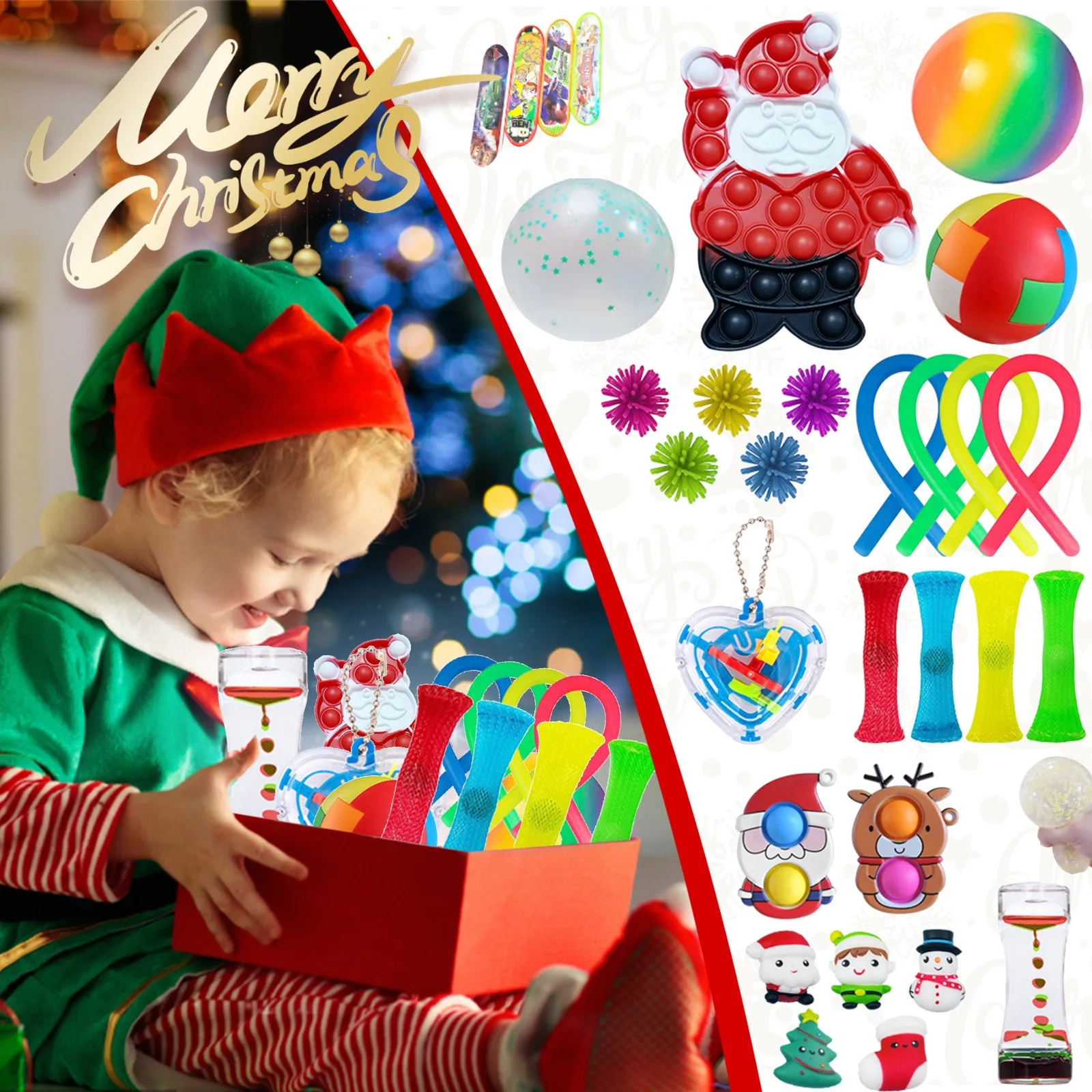 

Детский Рождественский подарок, Рождественская силиконовая сенсорная декомпрессионная настольная головоломка, игрушка для декомпрессии, ...