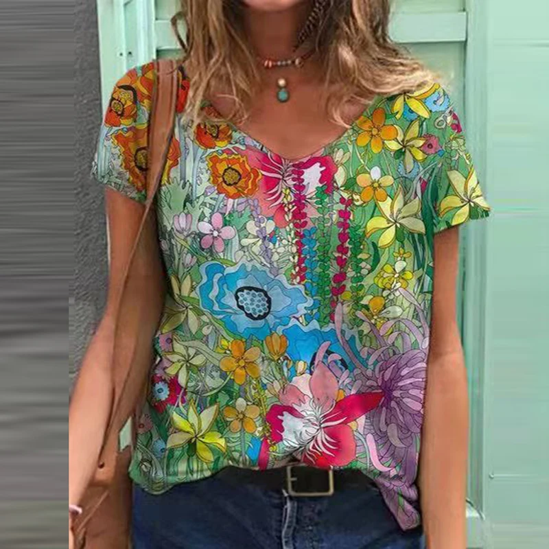 Women Casual V Neck Loose Blouse Tops 2021 Summer Short Sleeve Floral Print Pullover Shirt Ladies Elegant Tops Plus Size Blusas
Women Casual V Neck Loose Blouse Tops 2021 Summer Short Sleeve Floral Print Pullover Shirt Ladies Elegant Tops Plus Size Blusas