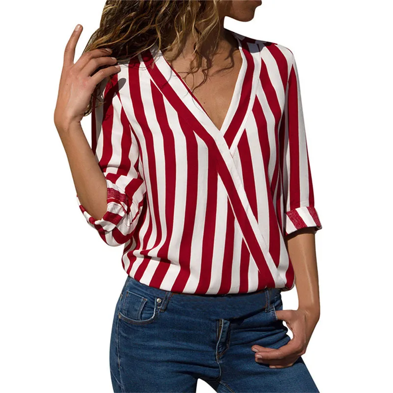 Striped Women Clothes Shirts 2021 Spring Summer V-neck Long Sleeve Office Ladies Vintage Casual Streetwear Tops And Blouses
Striped Women Clothes Shirts 2021 Spring Summer V-neck Long Sleeve Office Ladies Vintage Casual Streetwear Tops And Blouses