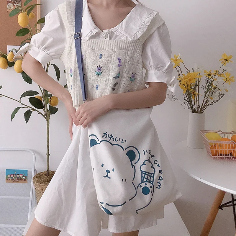 Women Bear Canvas Shoulder Bag Fashion Large Capacity Shopping Bag School Bag Travel Leisure Messenger Bag
Women Bear Canvas Shoulder Bag Fashion Large Capacity Shopping Bag School Bag Travel Leisure Messenger Bag