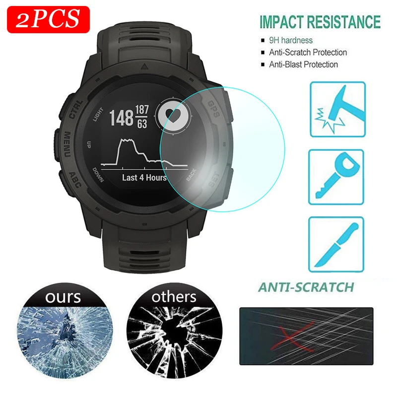 

1PC/2PCS Tempered Protective Glass Screen Protector Film For Garmin Instinct Watch HD 9H 2.5D full Explosion-proof Anti Scratch