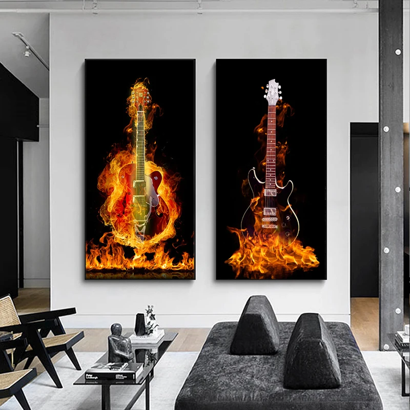 Abstract Fire Guitar Burning Canvas Painting Modern Musical Instruments Posters Wall Art Prints Pictures Living Room Decoration
Abstract Fire Guitar Burning Canvas Painting Modern Musical Instruments Posters Wall Art Prints Pictures Living Room Decoration