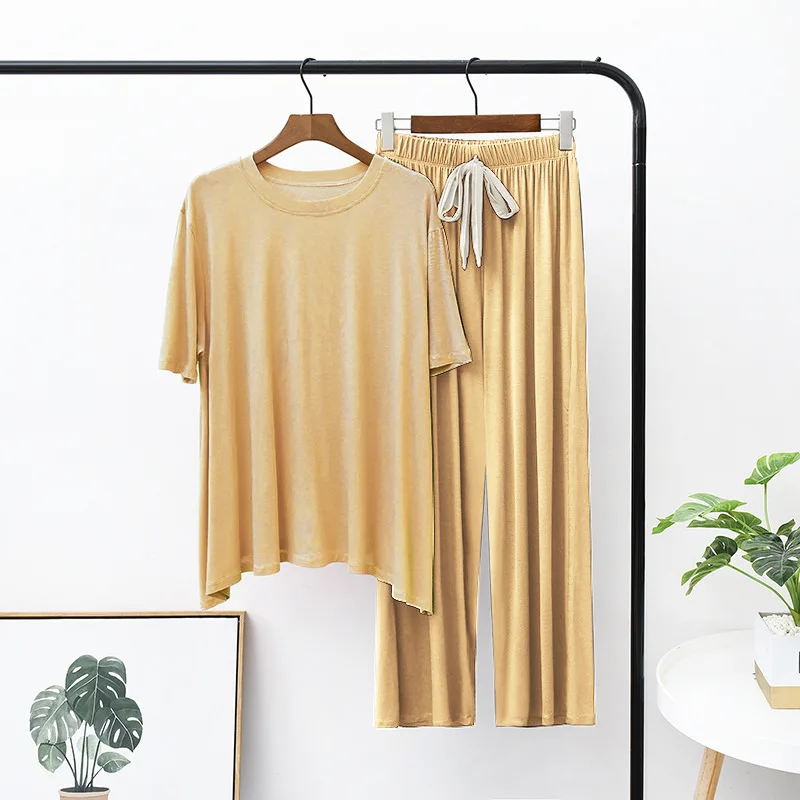 Short Sleeve Pant 2PCS Pajamas Suit Women's Casual O-Neck Home Wear Summer Autumn Loose Nightwear Comfort Soft Sleepwear M-XXL
Short Sleeve Pant 2PCS Pajamas Suit Women's Casual O-Neck Home Wear Summer Autumn Loose Nightwear Comfort Soft Sleepwear M-XXL