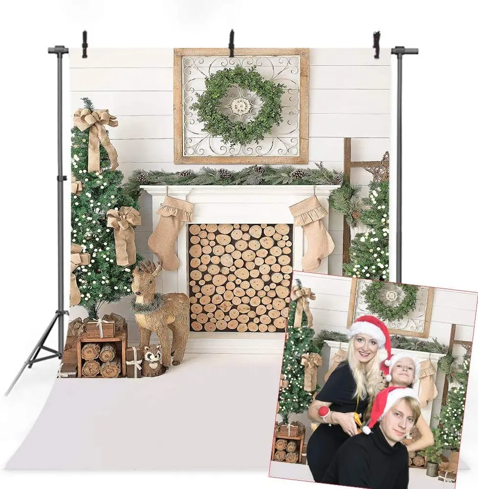 Christmas Tree Fireplace Backdrop for Photography White Wood Wall Happy New Year Christmas Photo Booth Background
Christmas Tree Fireplace Backdrop for Photography White Wood Wall Happy New Year Christmas Photo Booth Background